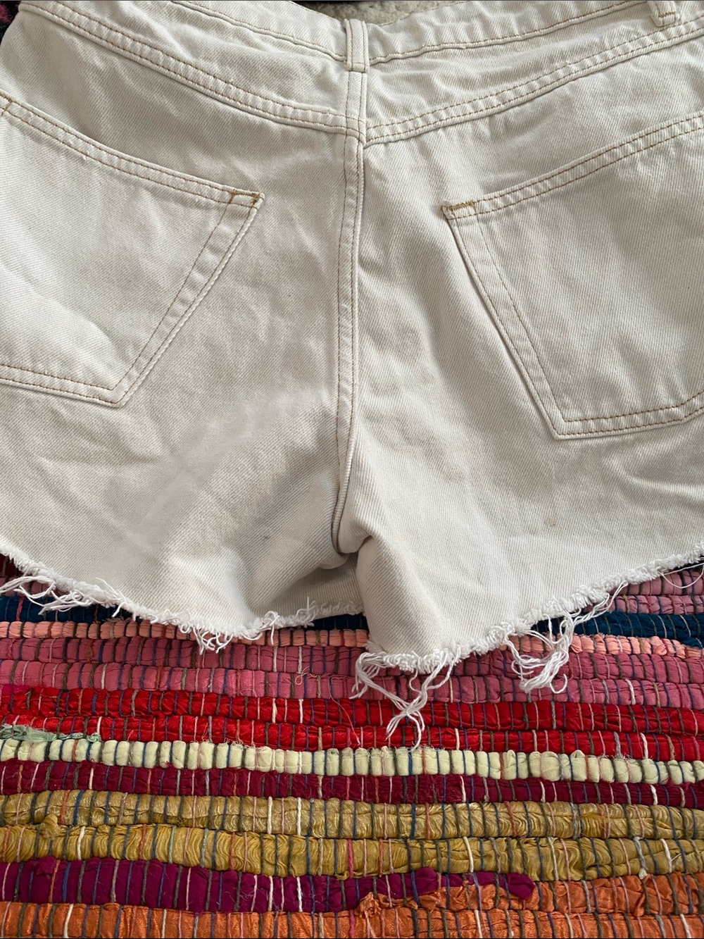 Cozy Striped Crewneck Sweater - Ivory, Gray & Autumn Stripes w shorts
